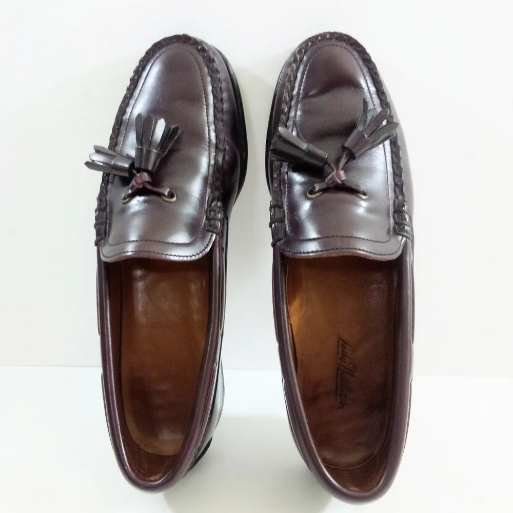 Nettleton Women 6.5 Narrow Luxury Vintage Tassel Burgundy Leather Loafers 12582 - Picture 6 of 8